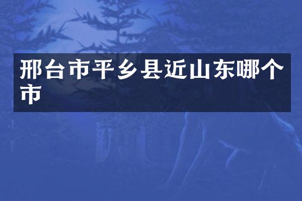 邢台市平乡县近山东哪个市