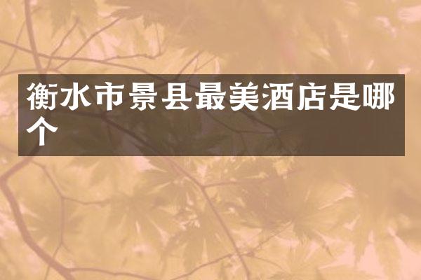 衡水市景县最美酒店是哪个