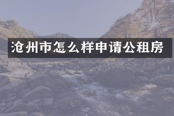 沧州市怎么样申请公租房