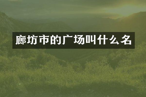 廊坊市的广场叫什么名