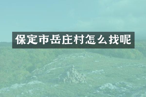 保定市岳庄村怎么找呢