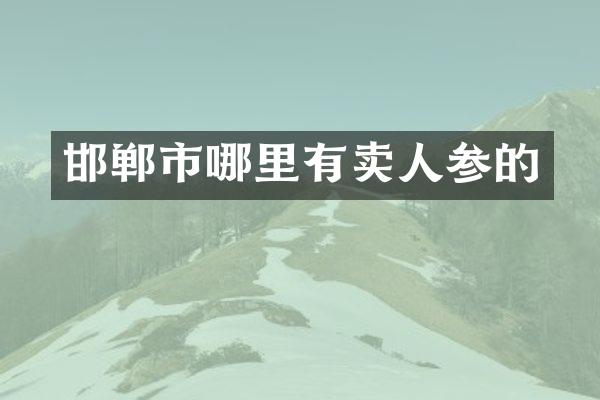 邯郸市哪里有卖人参的