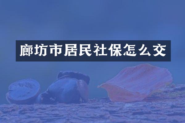 廊坊市居民社保怎么交