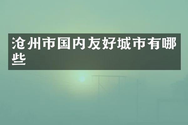 沧州市国内友好城市有哪些