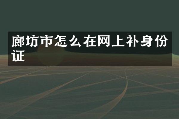 廊坊市怎么在网上补身份证
