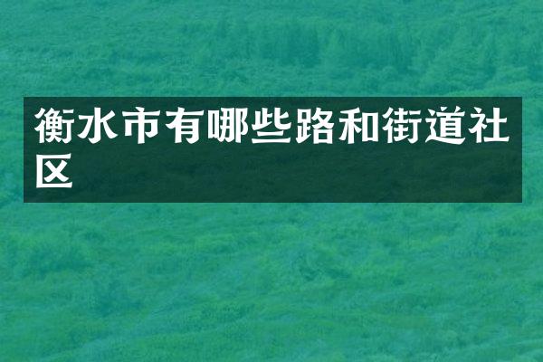 衡水市有哪些路和街道社区
