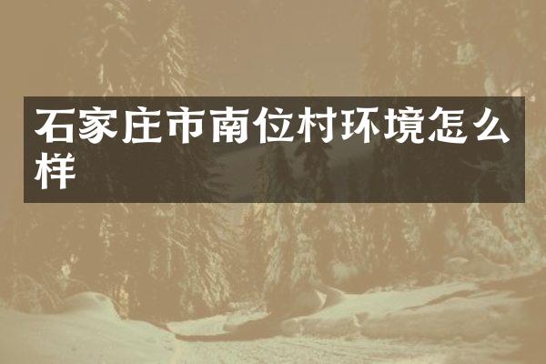 石家庄市南位村环境怎么样