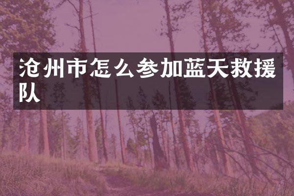 沧州市怎么参加蓝天救援队