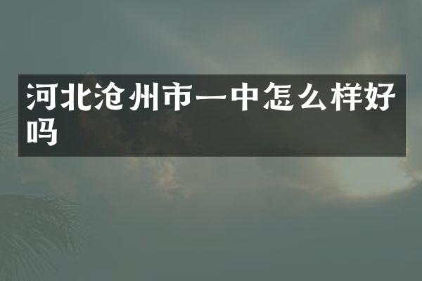 河北沧州市一中怎么样好吗
