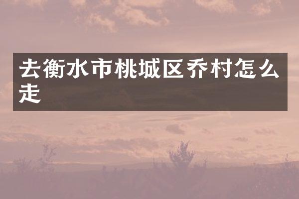 去衡水市桃城区乔村怎么走