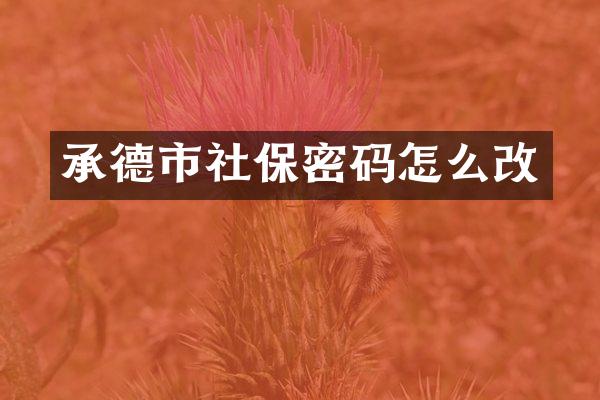 承德市社保密码怎么改