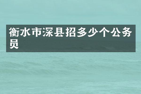 衡水市深县招多少个公务员
