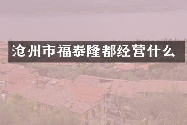 沧州市福泰隆都经营什么