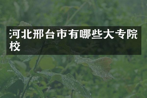 河北邢台市有哪些大专院校