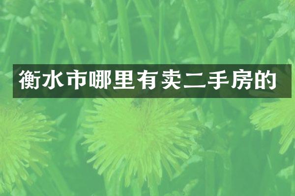 衡水市哪里有卖二手房的