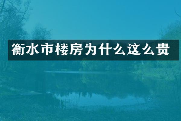 衡水市楼房为什么这么贵