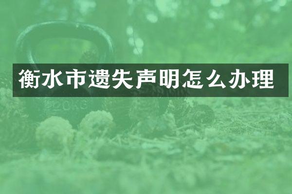 衡水市遗失声明怎么办理