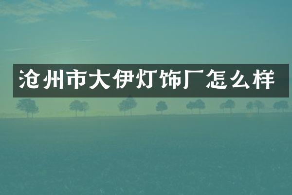 沧州市大伊灯饰厂怎么样