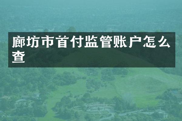 廊坊市首付监管账户怎么查