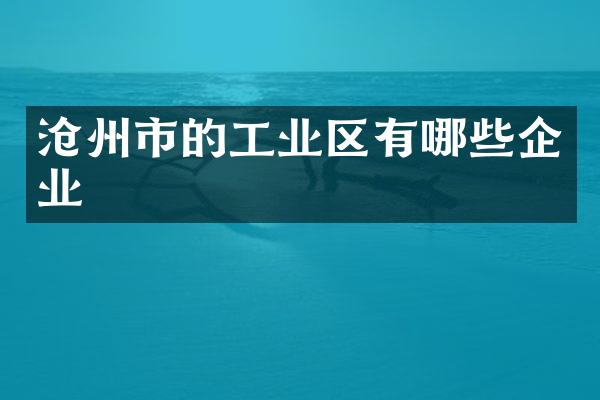 沧州市的工业区有哪些企业