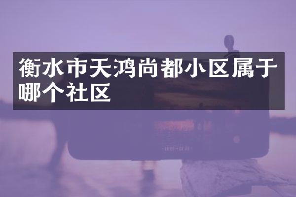 衡水市天鸿尚都小区属于哪个社区