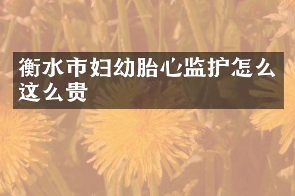 衡水市妇幼胎心监护怎么这么贵
