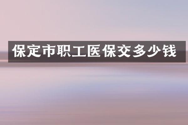 保定市职工医保交多少钱