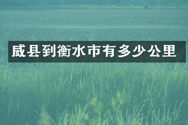 威县到衡水市有多少公里