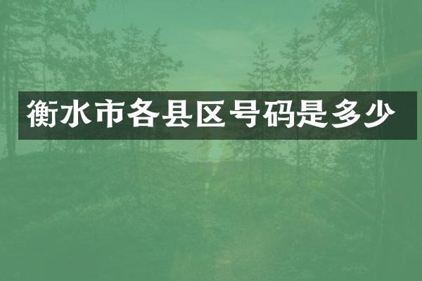 衡水市各县区号码是多少