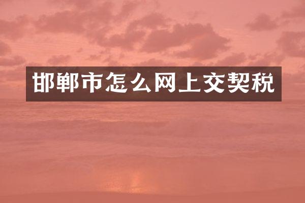 邯郸市怎么网上交契税