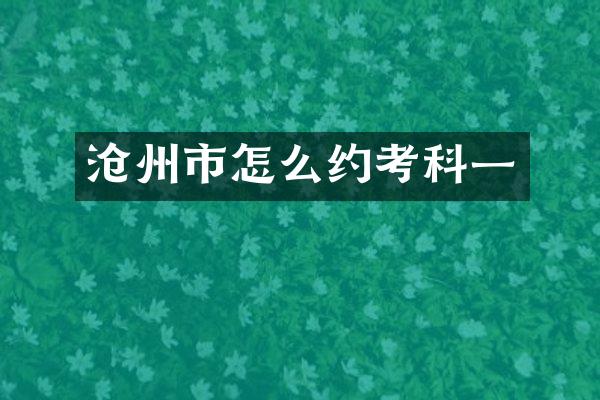 沧州市怎么约考科一
