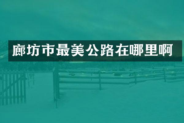 廊坊市最美公路在哪里啊