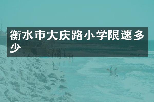 衡水市大庆路小学限速多少