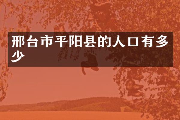 邢台市平阳县的人口有多少