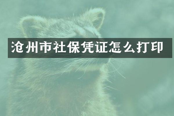 沧州市社保凭证怎么打印