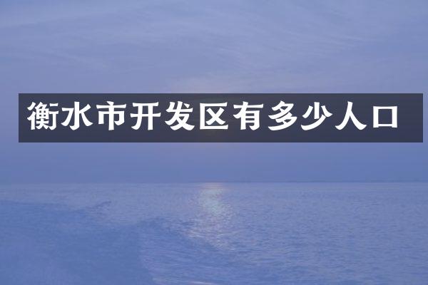 衡水市开发区有多少人口