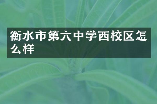 衡水市第六中学西校区怎么样