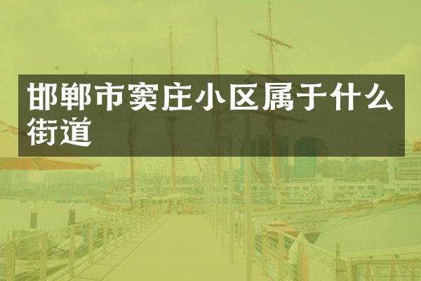 邯郸市窦庄小区属于什么街道