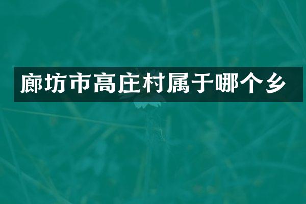 廊坊市高庄村属于哪个乡
