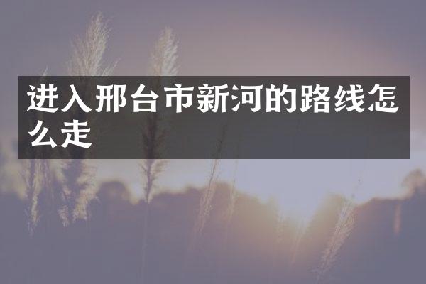 进入邢台市新河的路线怎么走