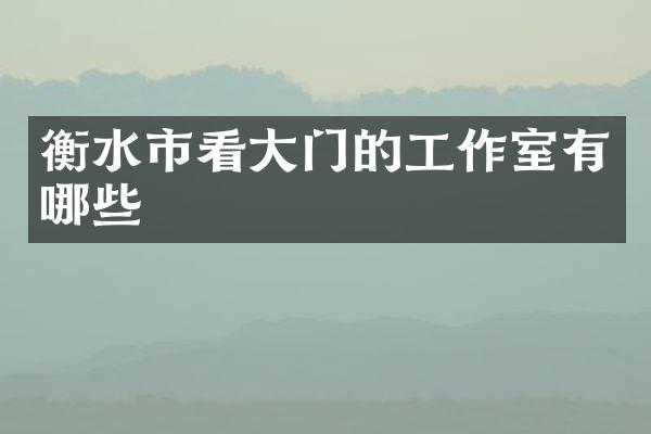 衡水市看大门的工作室有哪些