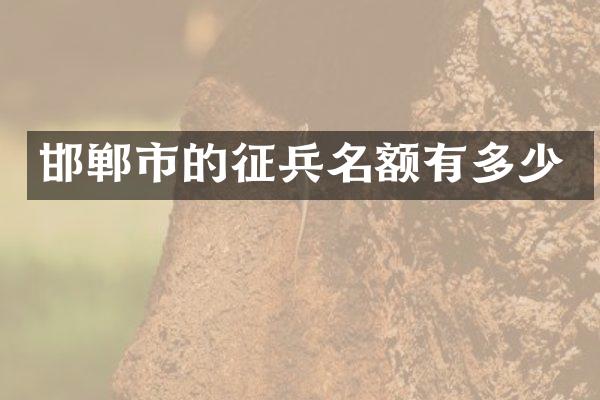 邯郸市的征兵名额有多少