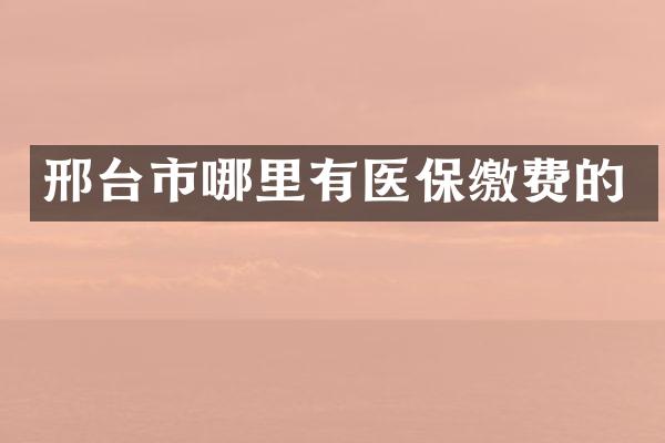 邢台市哪里有医保缴费的