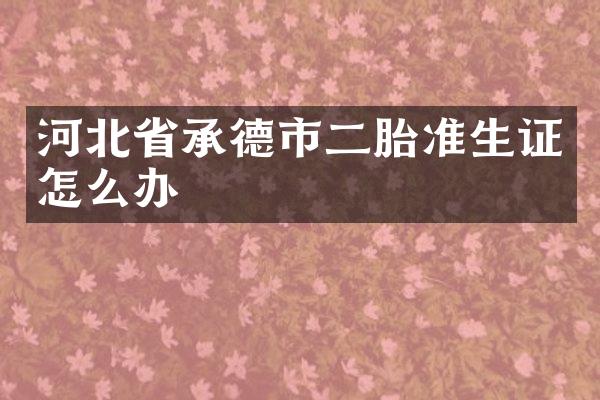 河北省承德市二胎准生证怎么办