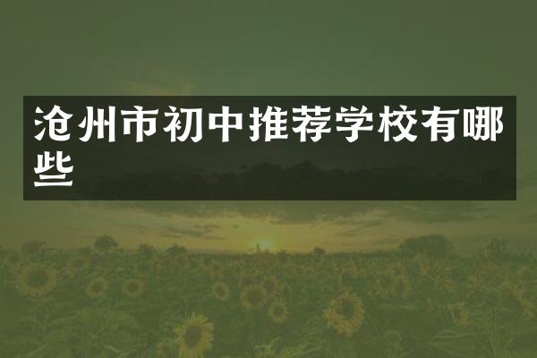 沧州市初中推荐学校有哪些