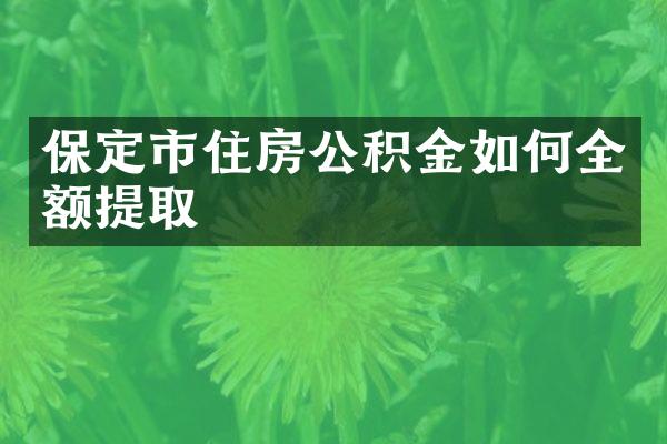 保定市住房公积金如何全额提取