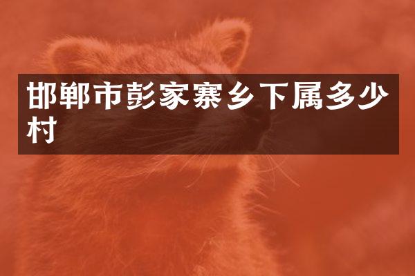 邯郸市彭家寨乡下属多少村