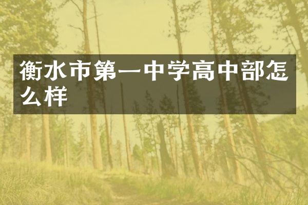 衡水市第一中学高中部怎么样