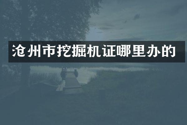 沧州市挖掘机证哪里办的