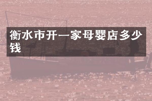 衡水市开一家母婴店多少钱